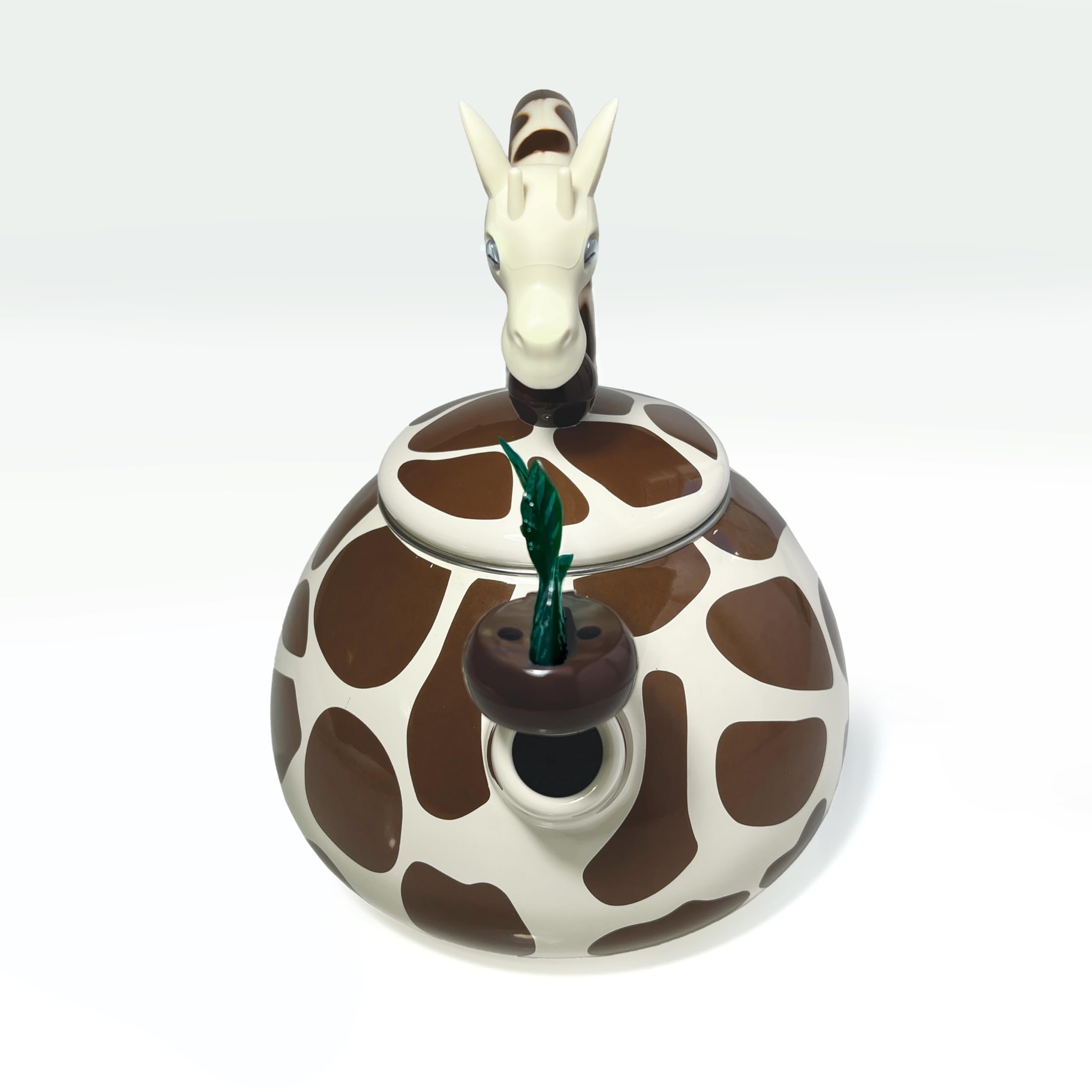Trenton Gifts Giraffe Design - Hervidor de té silbante - Tetera de acero esmaltado para estufa - Bonitos accesorios de cocina - 2.1 cuartos de galón
