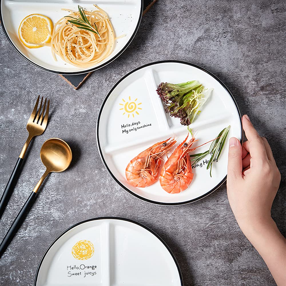 OnePine Healthy Eating Plate Ceramic, Balance Diet Plate, Portion Control Plates for Adults Weight Loss Diameter: 23cm/9 inch - Image 3