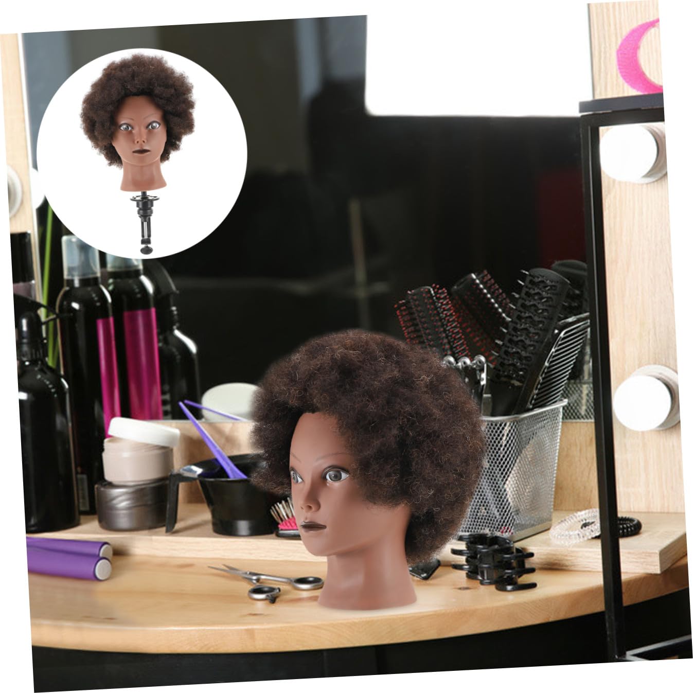 Afro Friseur Übungskopf Mannequinkopf Schwarz, Haar Trainingskopf