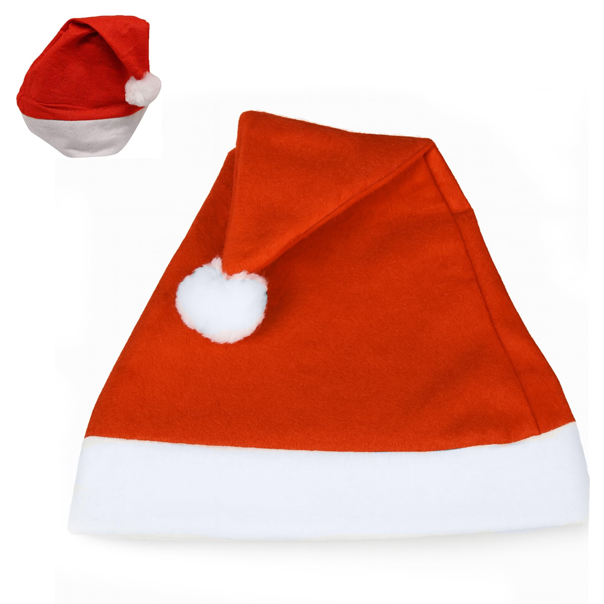 Event Decor Shop 100 sombreros de Papá Noel para adultos y niños, sombreros clásicos de Navidad de terciopelo rojo, accesorios de disfraz de fiesta de Navidad de felpa suave, decoraciones a granel de