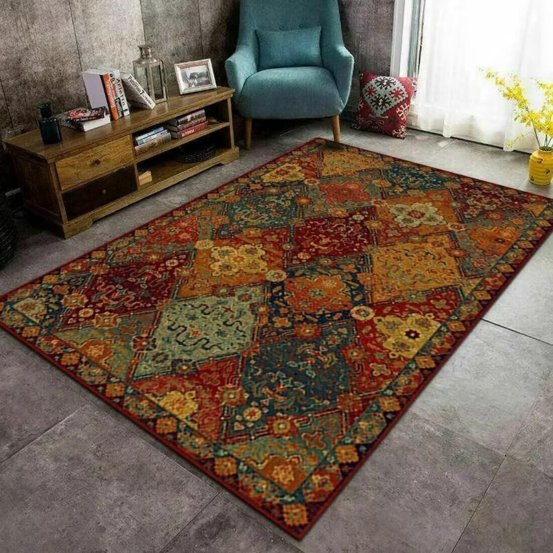 Grand tapis vintage moderne 80x160cm pour réchauffer un sol froid