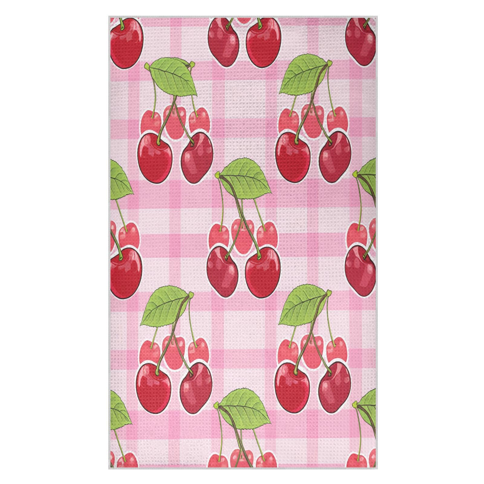 BURSTDDY Cherries Kitchen Towels,Absorbent Dish Towels 2 Pack