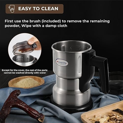 Miniatura 6 de Moongiantgo Molinillo de café eléctrico, mini molino de granos de especias de 250 W, máquina de molienda en seco de capacidad de 6.8 fl oz con