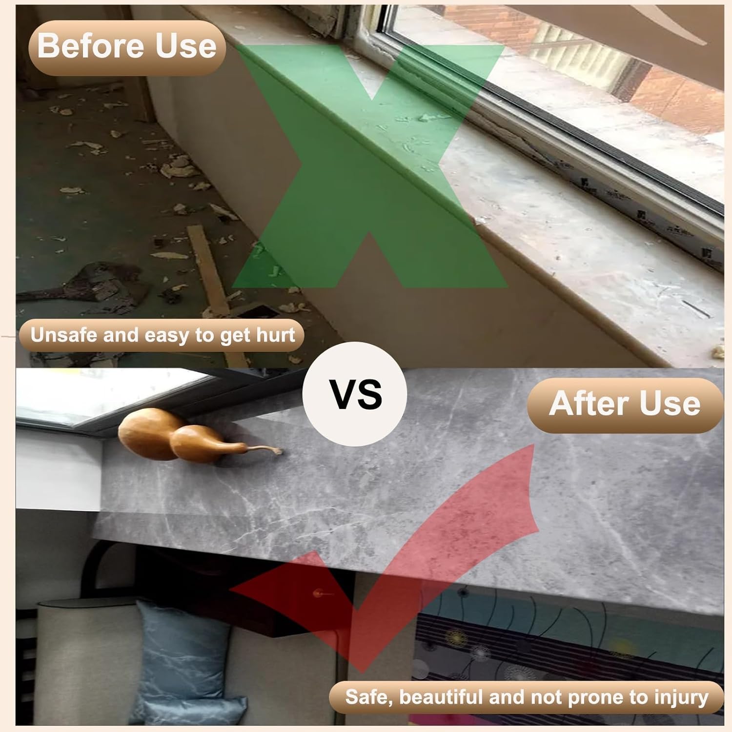Window Sill Cover Cuttable Window Board Bay Panels for Living Room, Dark Gray Remodel Windowsill Tirm for Old Window Cill, Tile Finish Door Frame Guard Cover for Cement(190x25cm (74 3/4"X9 7/8"))