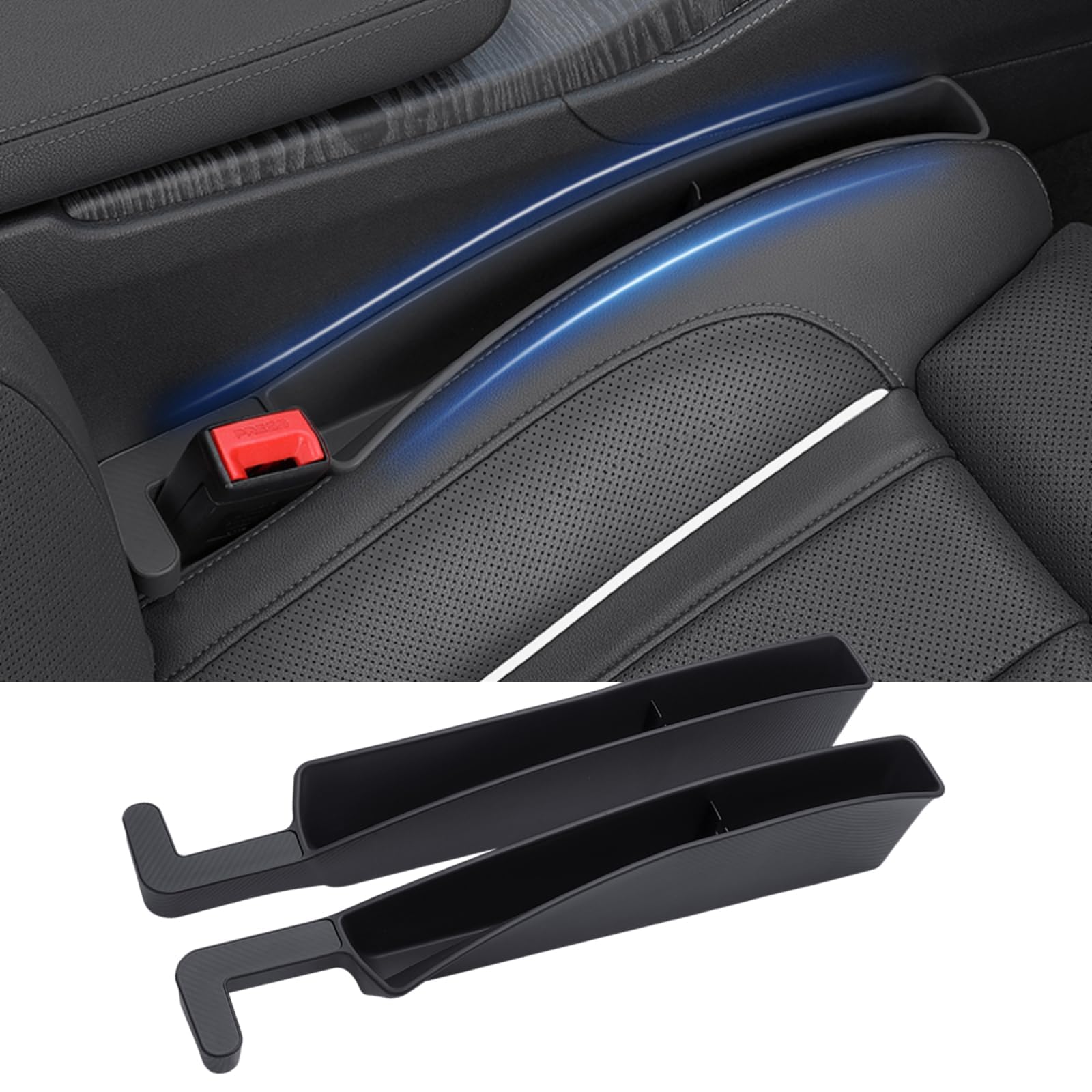 Aputoxz 2PCS Car Seat Gap Filler – Universal Seat Gap Organizer for Phones, Keys & Wallets, Prevents Small Items from Falling, Fits Cars, Trucks & SUVs, Black (2 Pack)