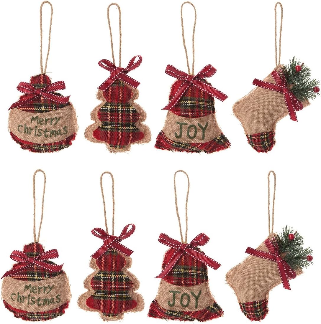HUAN XUN Christmas Tree Ornaments Stocking Decorations - 8pcs Christmas Stocking Ball Tree Bell Holiday Party Decor