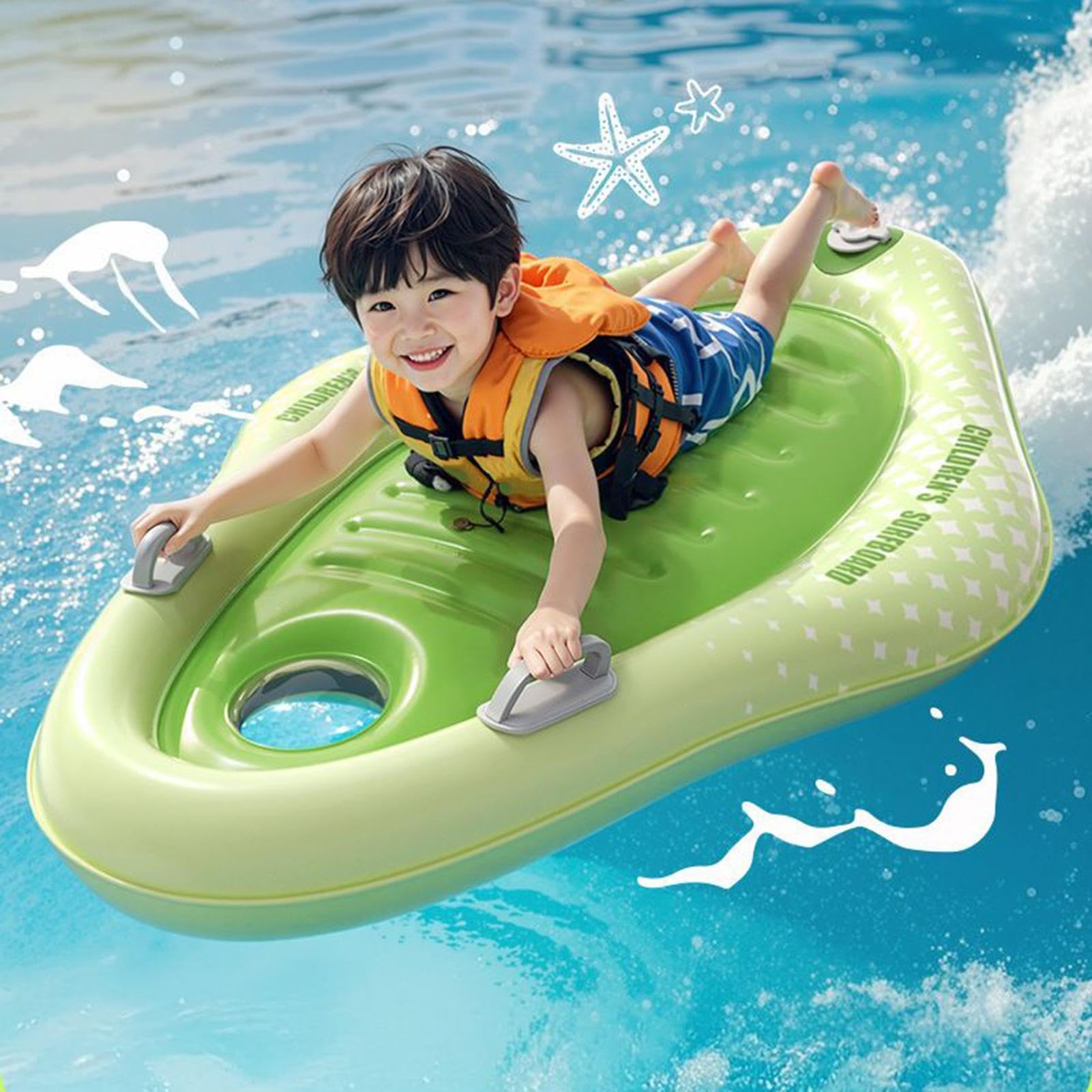 Planches De Bodyboard Gonflables Jouet de bain ergonomique | Planche De Surf Gonflable Avec Poignées pour Garçons Filles Plage Jardin Extérieur Bronzage Parc Lac Été Arrière-cour Sol