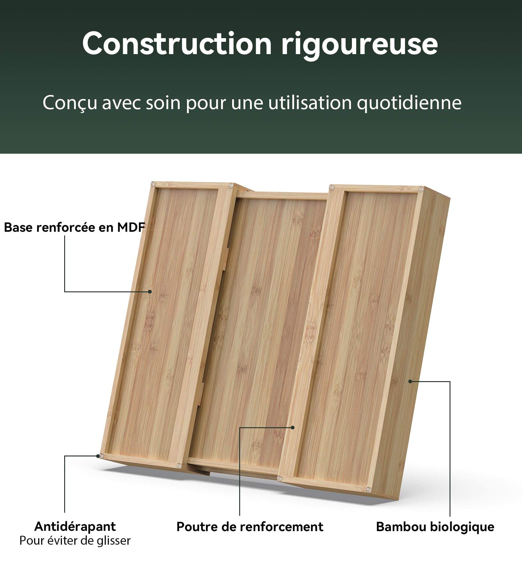 WELL WENG range-capsules à bambou extensible pour tiroir de comptoir, compatible avec les capsules Nespresso Original, capacité de 48 capsules (extensible de 29,5 cm à 45,7 cm)