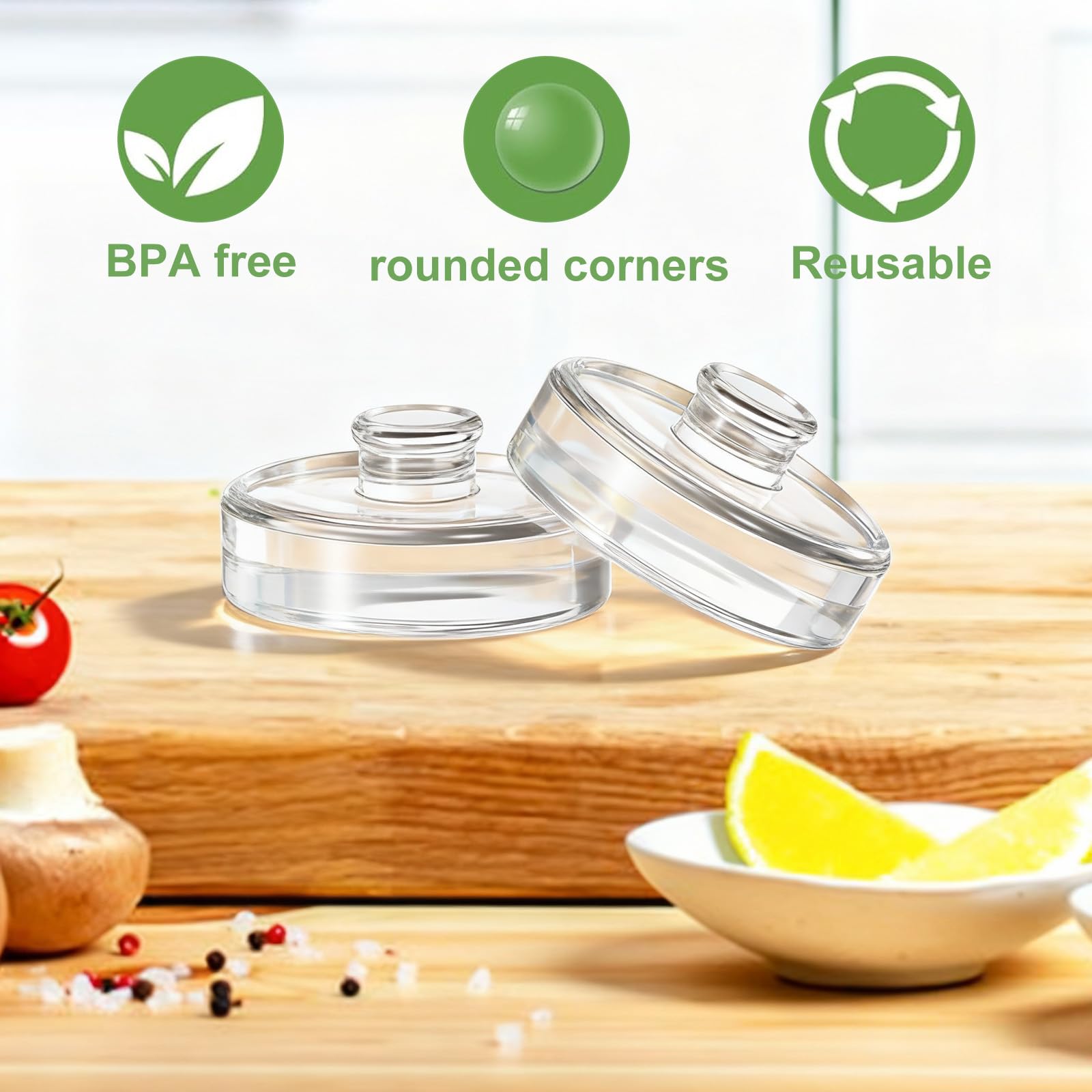 Lot de 4 Poids de Fermentation en Verre 7cm Poids pour Fermentation avec Poignées pour Conserve, Saumure & Marinade des Légumes