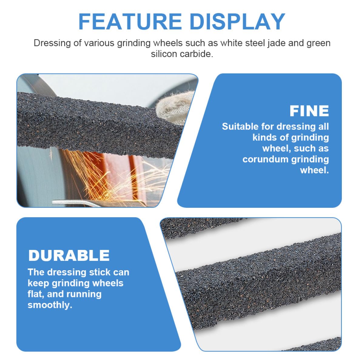 Silicon Carbide Dressing Stick 2pcs 200x25x25mm Grinding Wheel Dressing Tool for Bench Stone Grinder Abrasive Wheel Reshaping Industrial Use