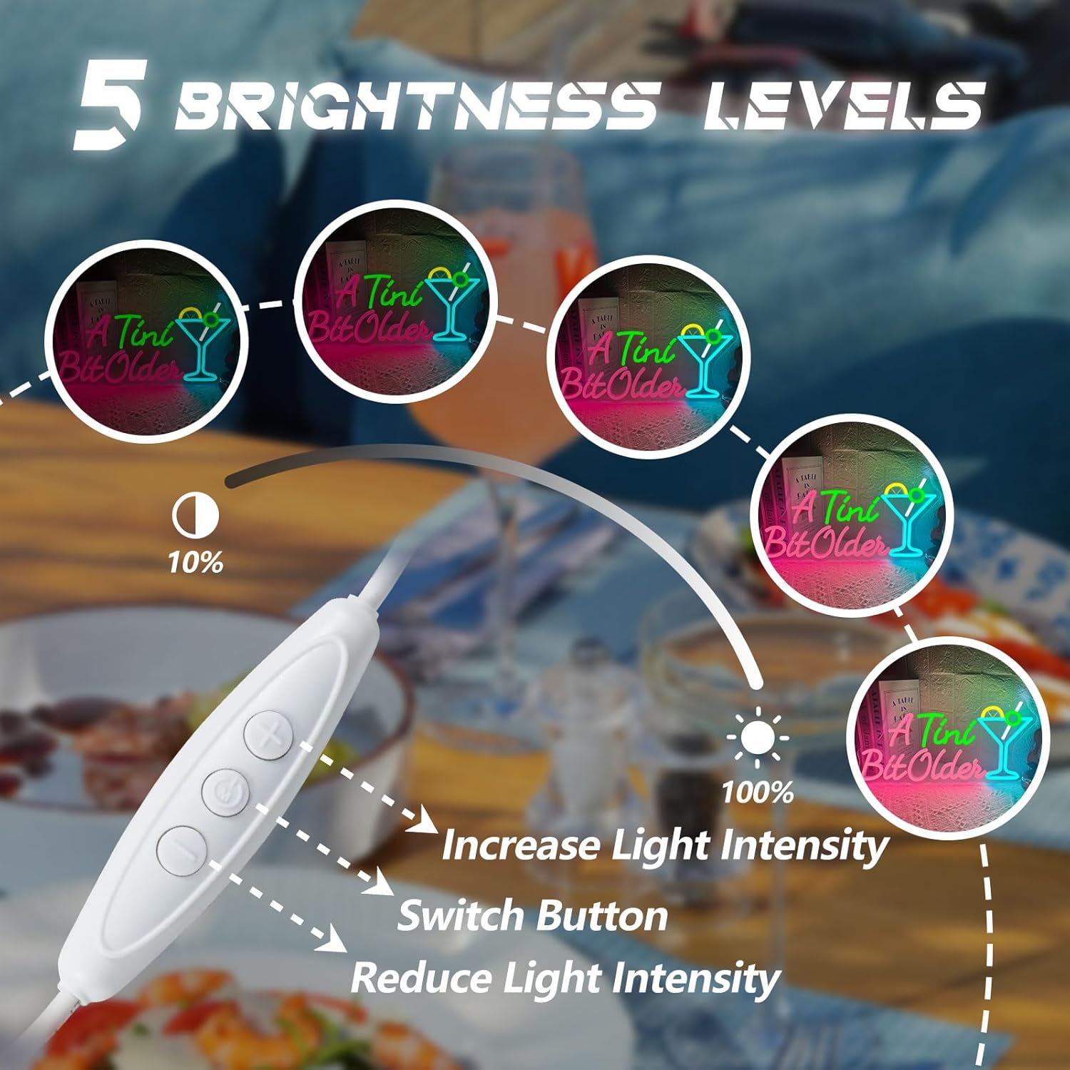 A Tini Bit Older Neon Sign, Dimmable Martini Party Decorations Neon Light Sign, Martini Birthday Decor Neon LED Signs, A Tini Bit Older Neon Lights Themed Home Bar Party Decor Christmas Gift for Martini Lover