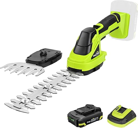 SnapFresh 20V Tosaerba e Tagliasiepi a Batteria, Forbici per Erba Senza Fili 2 In 1 Con Batteria 2000mAh e Caricatore, Lama 220mm e Lama Tagliaerba 120mm, Tagliabosso Per Giardino e Prato