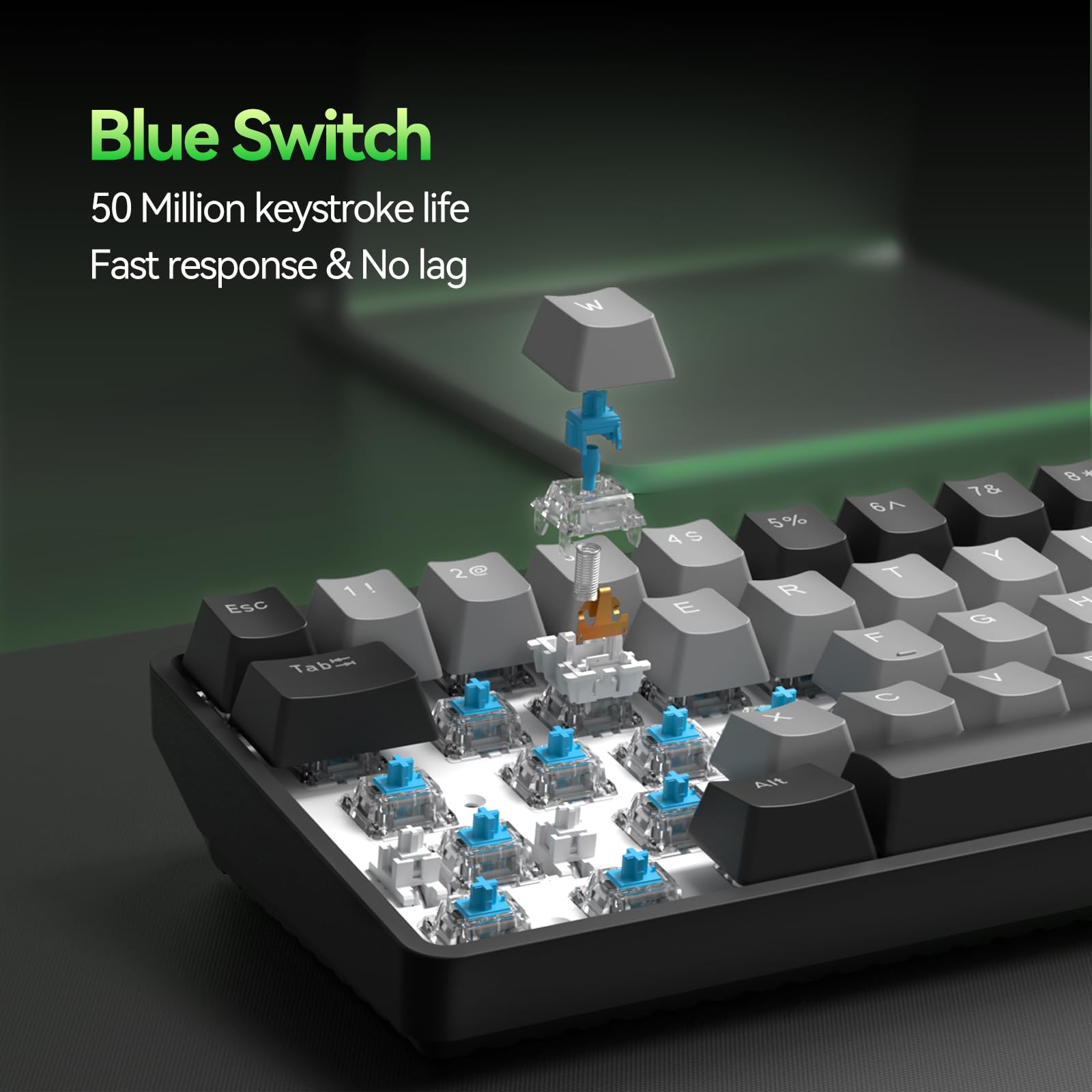 Clavier Mécanique Sans Fil Bluetooth 68 Touches - Touches Interchangeables, Compact, Couleur Multicolore, Neuf (garantie 1 Mois)
