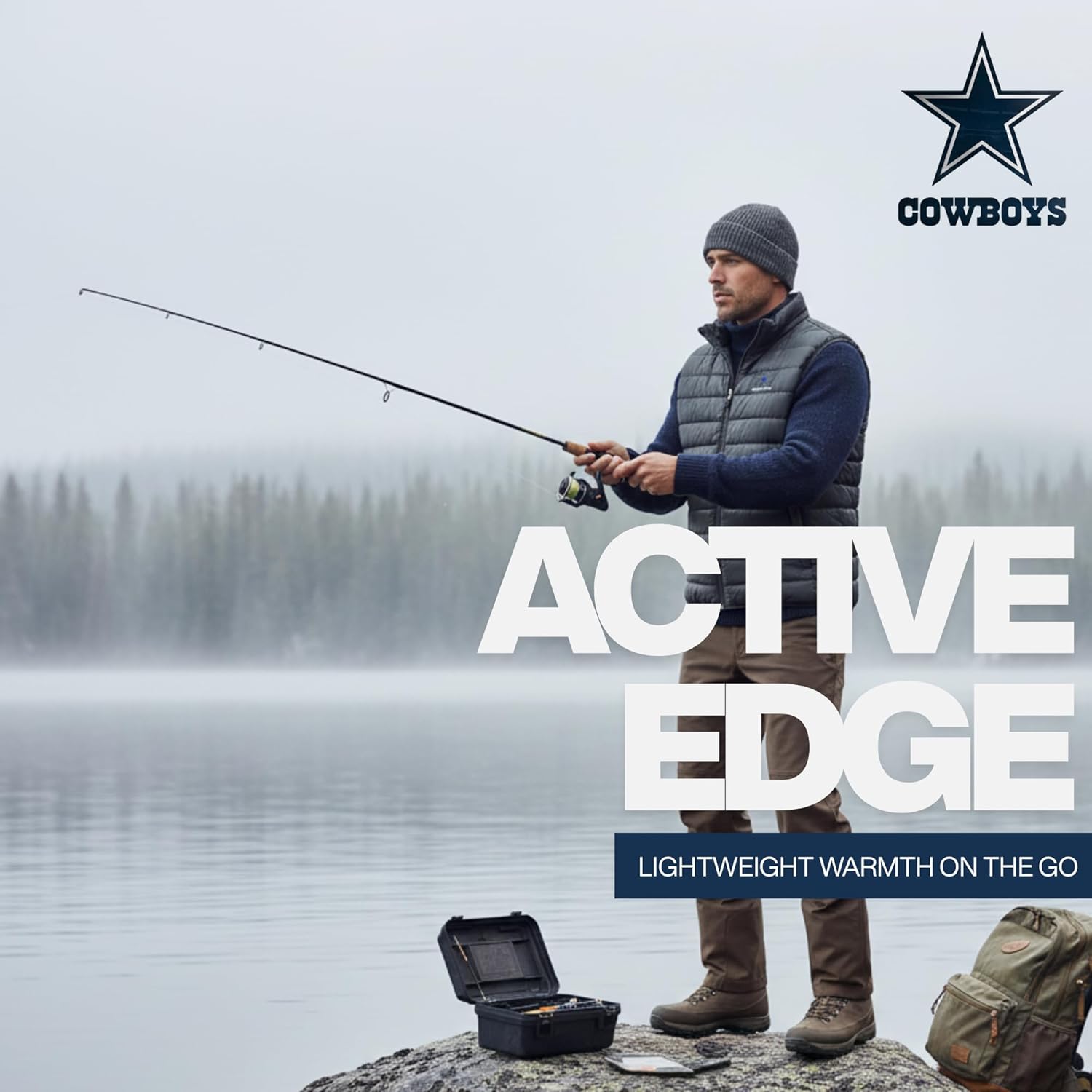 Dunbrooke Dallas Cowboys Men’s Nylon Insulated Vest – Water Resistant, Front Zipper Pockets Graphite SM