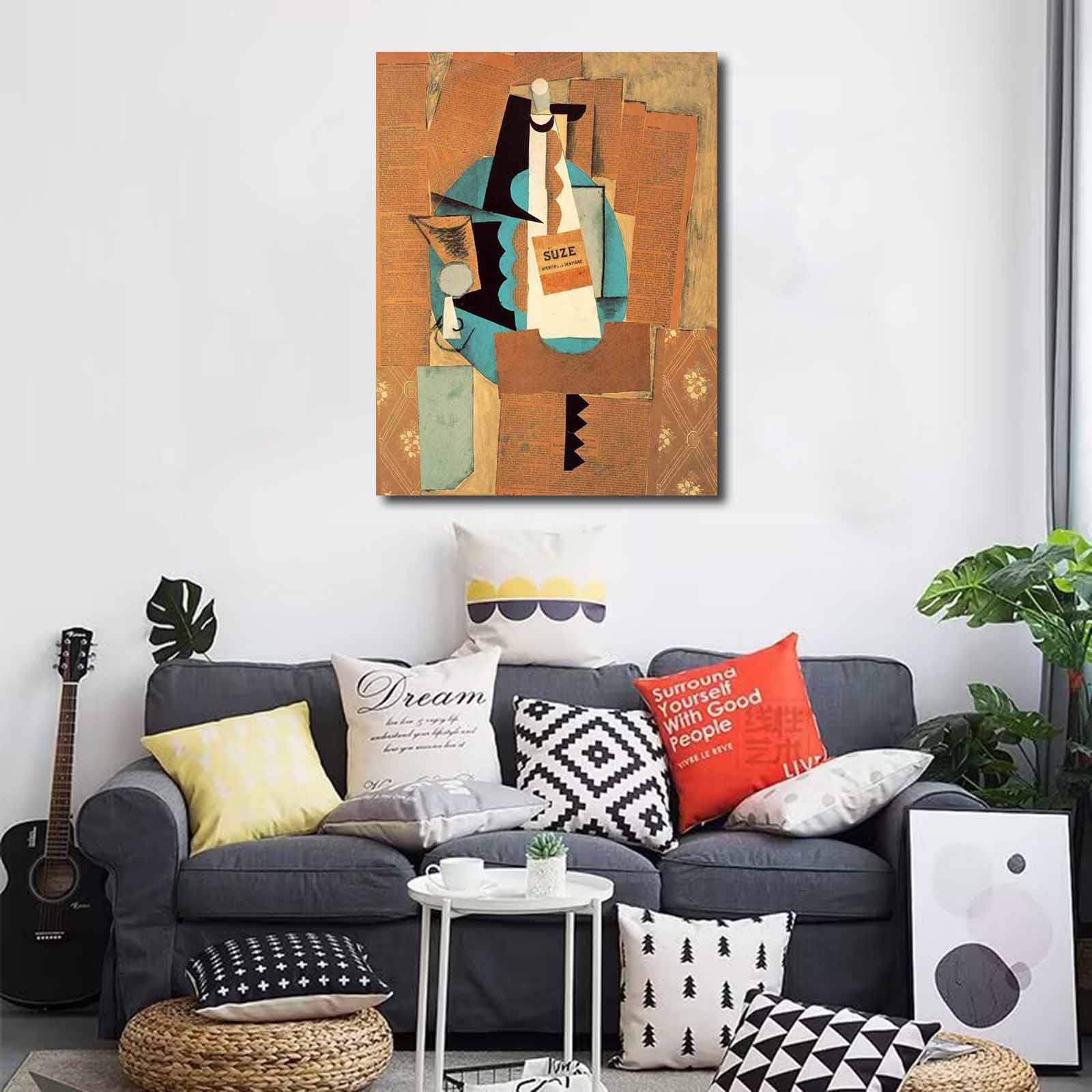 Amazon.co.jp: パブロ・ピカソGlass and Bottle of Suze 絵画