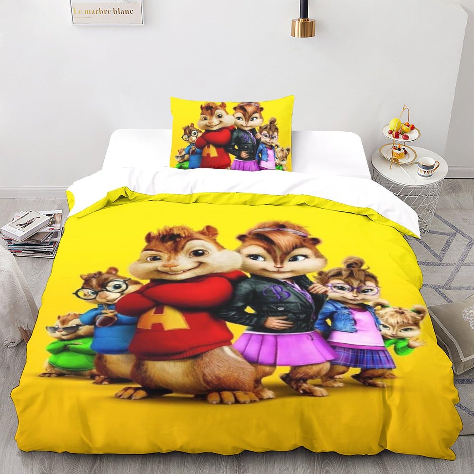 AYSUM Set Copripiumino In Microfibra Con Hamster: Chiusura A Cerniera, Singolo 135x200 Cm + Federa, Lavabile - copertina