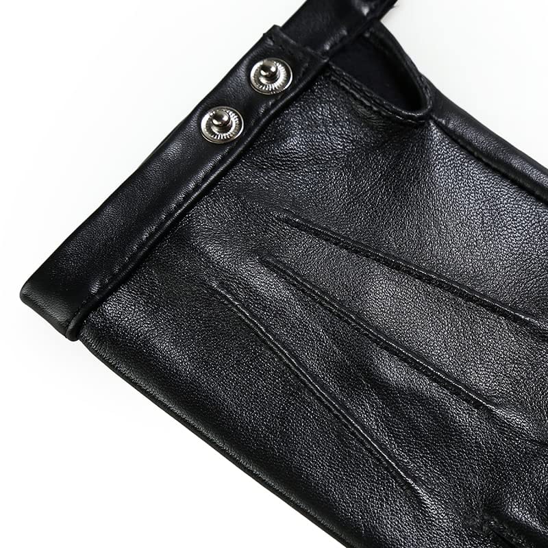 Guantes de invierno Guantes de cuero genuino para hombres y mujeres, guantes sin dedos para amantes, guantes negros de medio dedo para exteriores, guantes tácticos para conducir de cuero para hombres