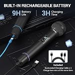 TONOR Karaoke Microphone System, 2x100 UHF Metal Cordless Dynamic Mic Set, Auto Scan & Pair Professional Rechargeable Wireless Mic for Singing, Wedding, Karaoke, Church, Meeting, DJ, 328ft