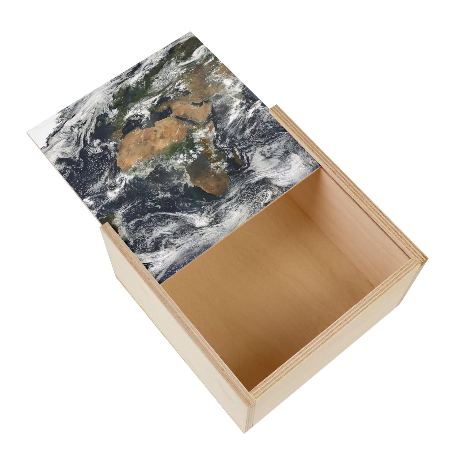 Scatola Salvadanaio In Legno Adventure Fund – Cornice 15x15 Cm Con Mappa Del Mondo – Regalo Per Viaggiatori