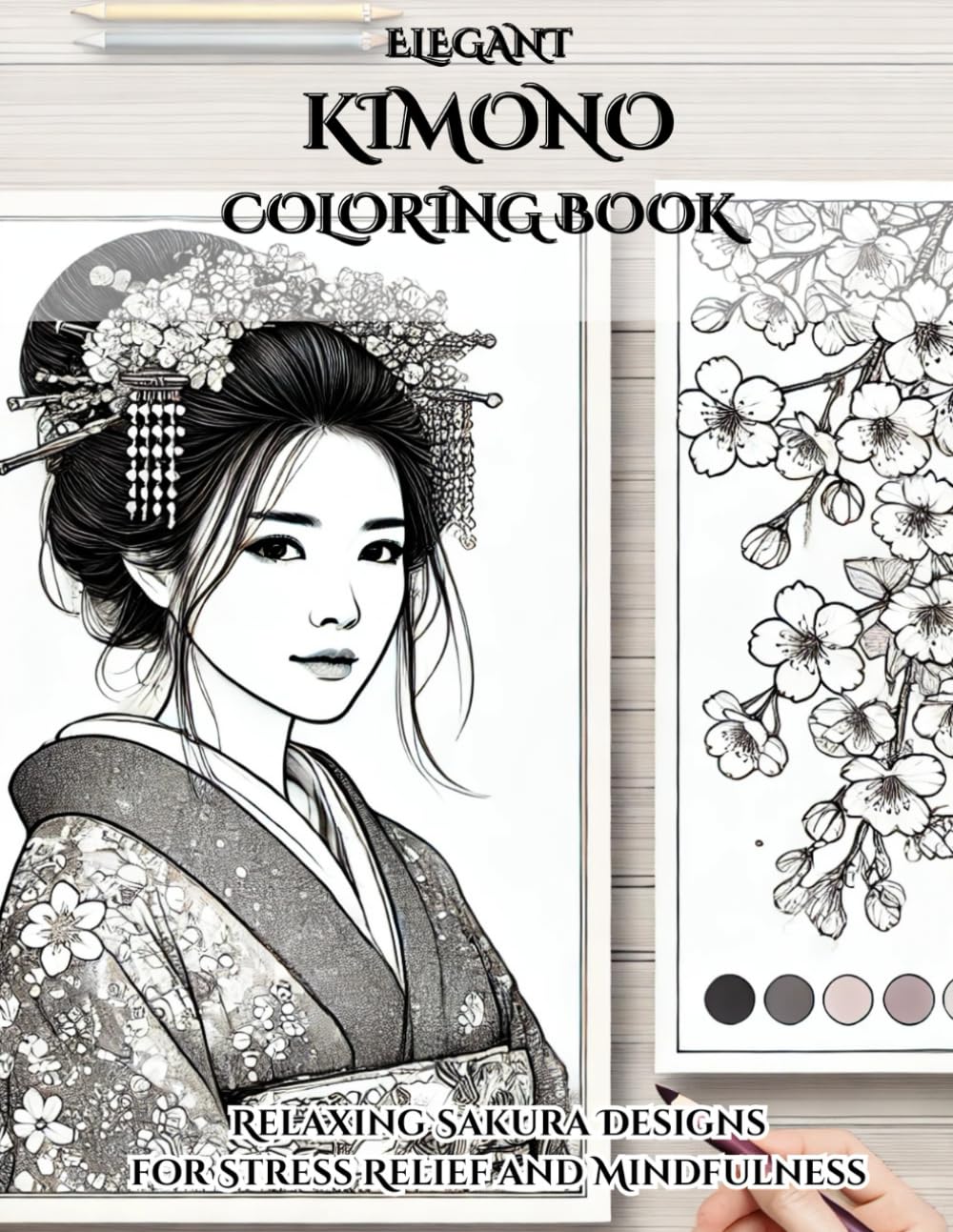 Elegant Kimono Coloring Book for Adults:Relaxing Sakura Designs for Stress Relief and Mindfulness: Beautiful Japanese Kimono and Sakura Coloring Pages for Relaxation, Creativity, and Mindfulness