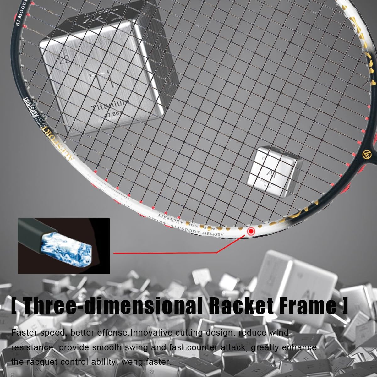 ALP80 Titanium Alloy Wire Middle Rod 4U G5 Max 38LBS Professional Racquet, Full Carbon Fiber Badminton Racket with Gift Box, 1 Flannel Bag, 2 Grips Tapes, Graphite Padel Raket image 8 of 9 B0DZ6GRCRB