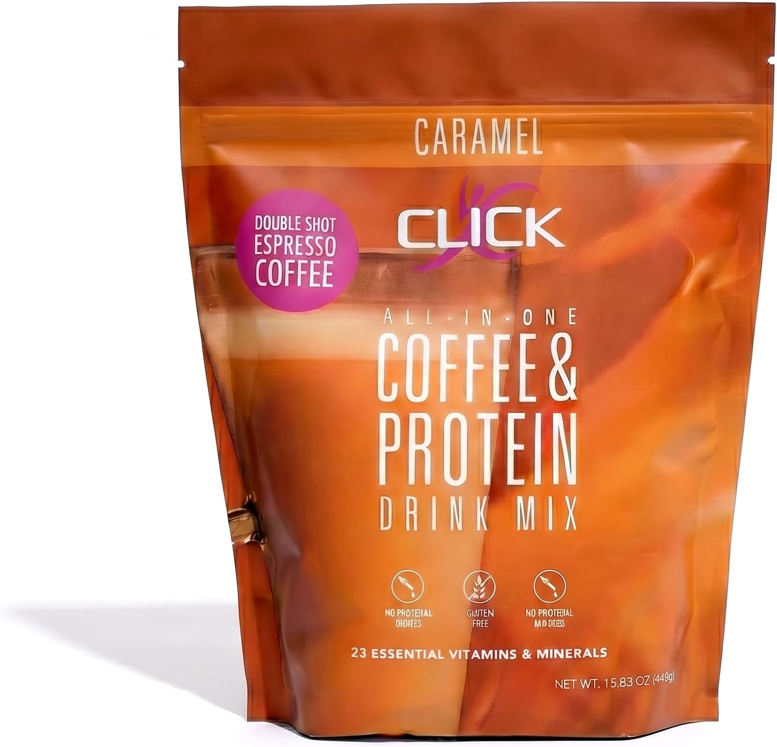 Coffee Protein Powder Double Shot Espresso 16g Protein 23 Essential Vitamins Low Calorie Meal Replacement 150mg Caffeine Gluten Free No Artificial Flavors or Colors Caramel