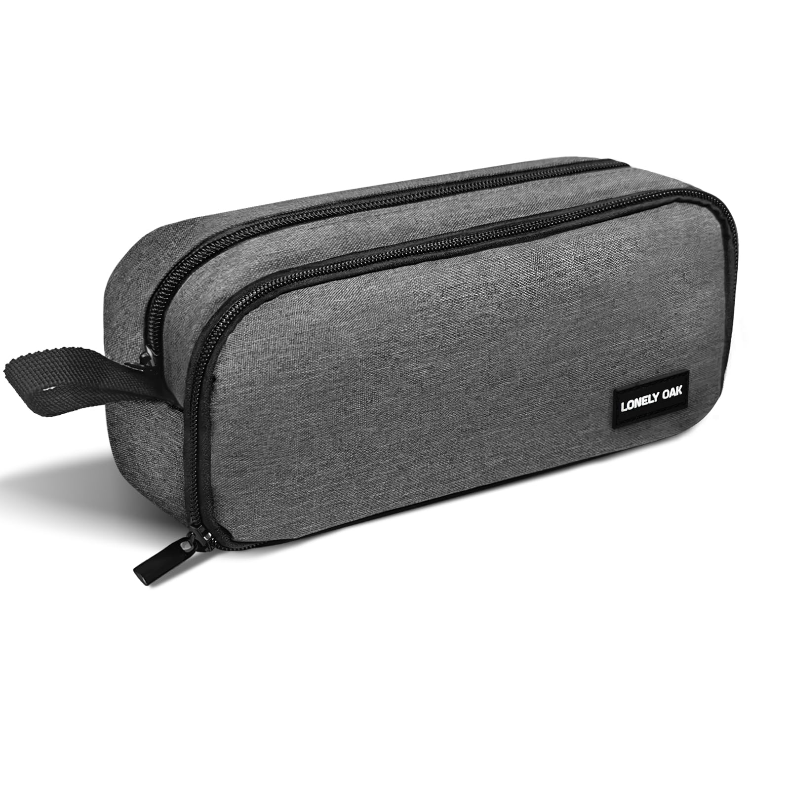 Lonely Oak Large Pencil Case, Extra Big Capacity Aesthetic Pencil Pouch Bag with Smooth Zipper, Cute Pen Case with Handle for Kids & Adult (Gray)