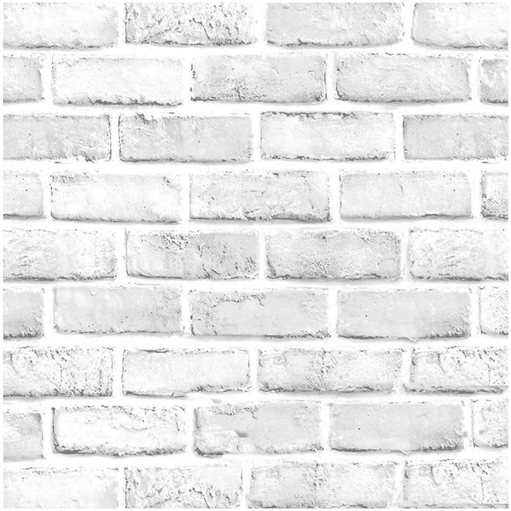 Faux Brick Wallpaper, H2MTOOL Removable Self Adhesive White Gray Wallpaper Peel and Stick for