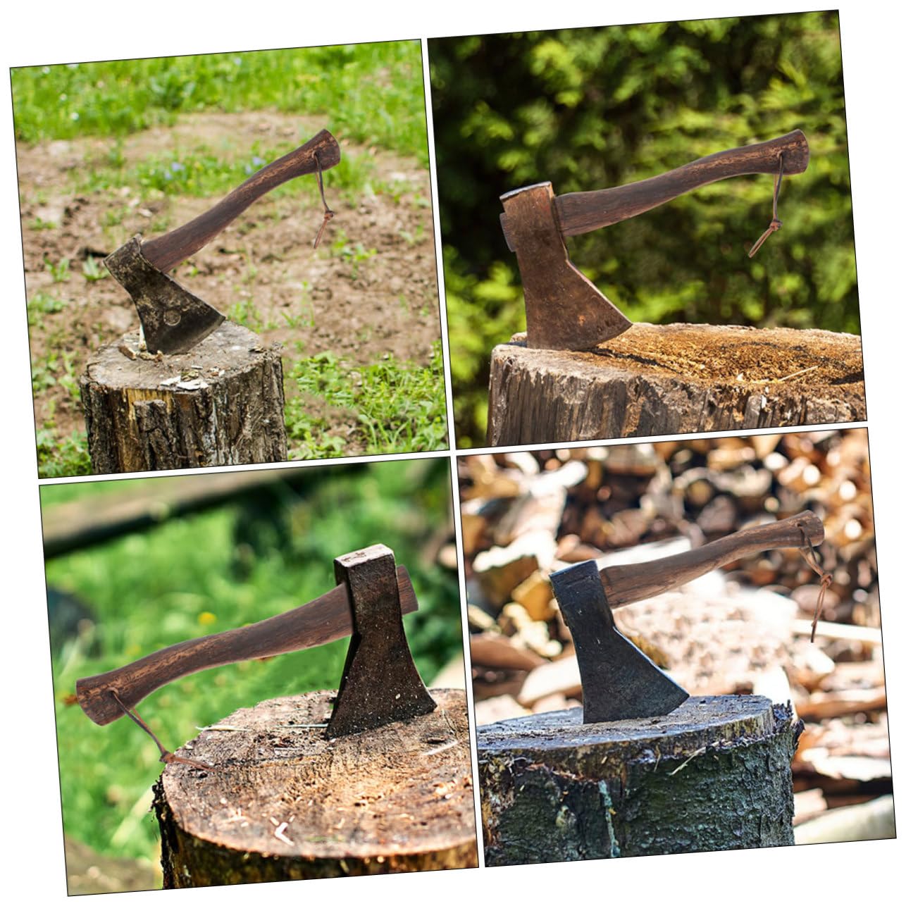 Manche de Hache en Bois Mini, Lot de 2, Marron Café, sans Bavures