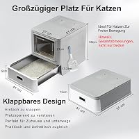 Marchul zárt macskaalom tál rozsdamentes acél fedéllel és fiókkal beltéri macskáknak, cseppek elleni rács, alomlapát és szőnyeg, szagmentes, 6