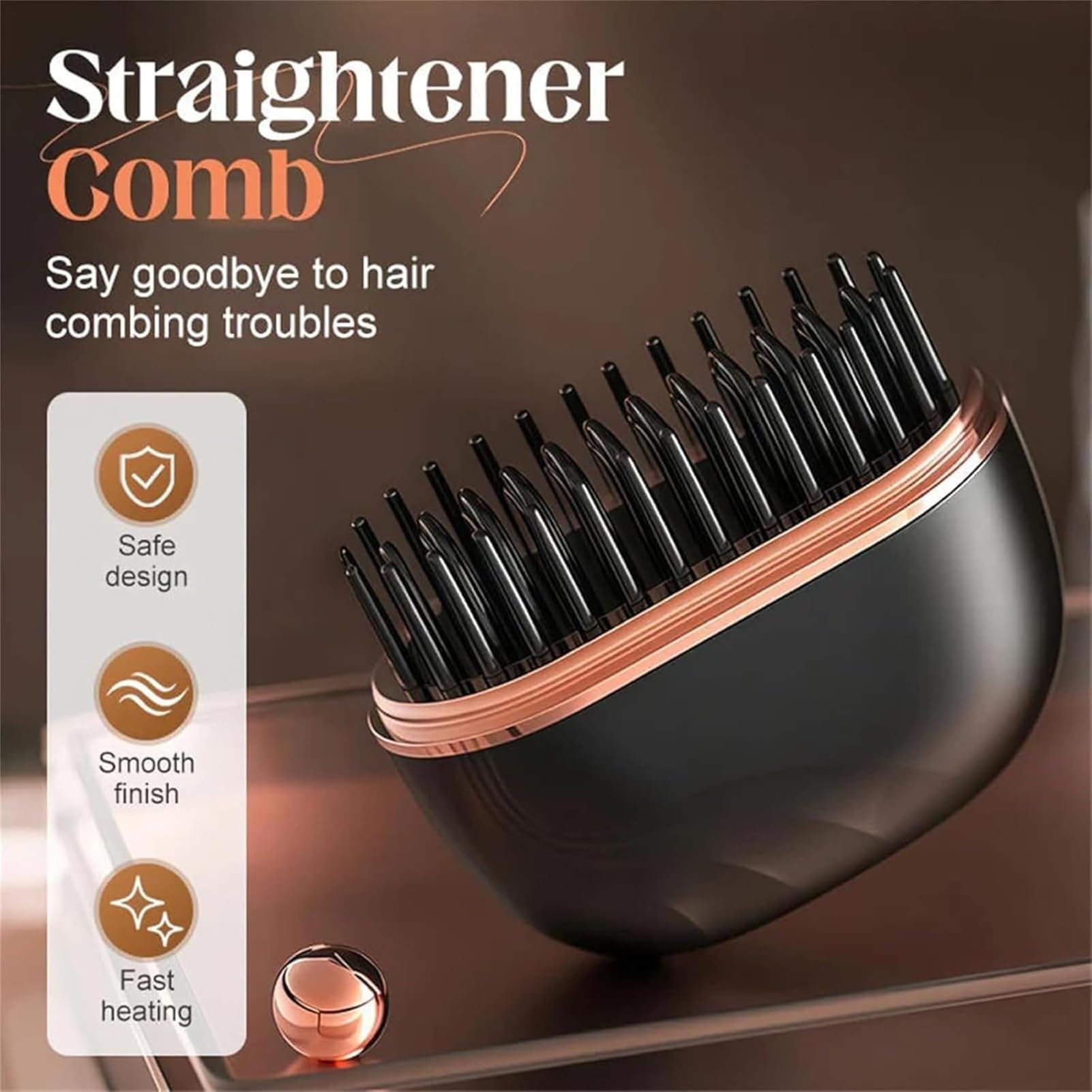 Amazon | コードレスストレートヘアアイロンブラシ、ポータブルミニ