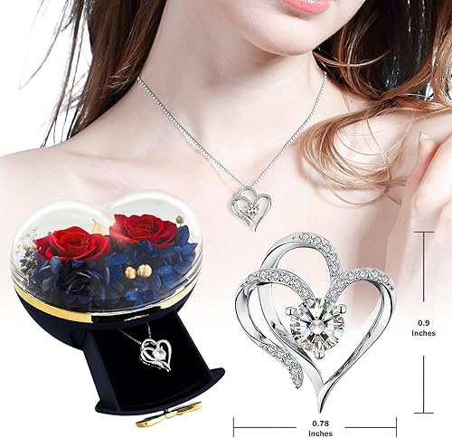 Miniatura 2 de Aldeepo Regalos de rosas para mujeres con collar de corazón para novia, mamá, esposa, regalo de rosa eterna para aniversario, cumpleaños, dura un