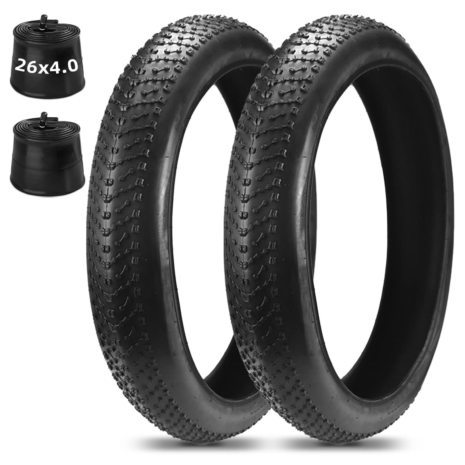 20x4.0 / 24x4.0 / 26x4.0 Opony do Fatbike’a z Dętką, Wytrzymały Zestaw Przeciwwykłuciu dla Rowerów Elektrycznych Górskich Śnieżnych Plażowych i Składanych(26x4.0 in)