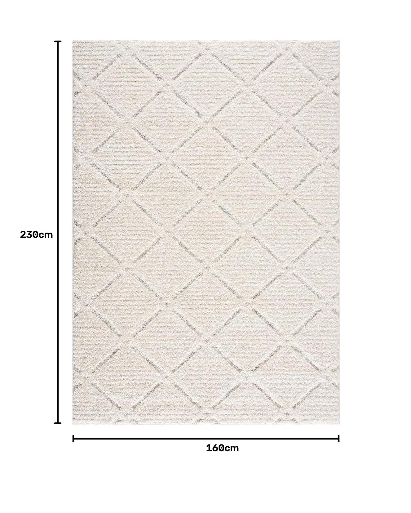 Carpet City Tapis à Poils Longs, pour Le Salon, 160 x 230 cm, Style campagnard, uni, crème, découpé, très Profond, Effet 3D, Moelleux, Doux, pour Chambre à Coucher à Poils Longs