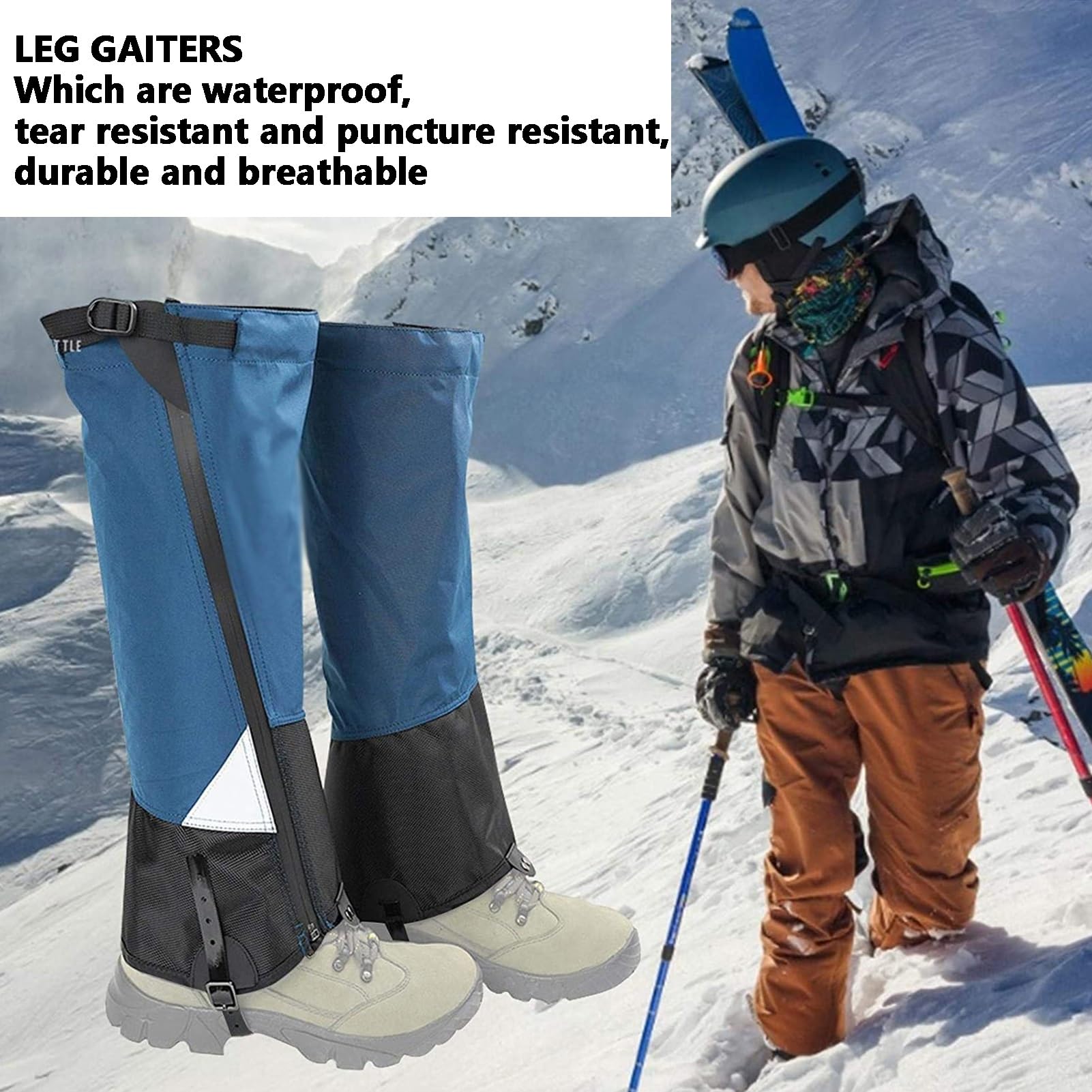 Polainas for Exteriores, Cubierta Ajustable for piernas for Senderismo, for Senderismo en Barro, y Nieve, Caza, Escalada de montaña o Raquetas de Nieve, Unisex(Blue)