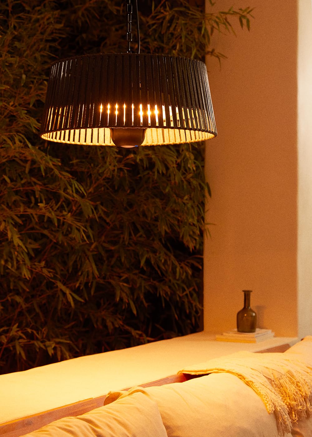 Halogen-Infrarot Heizstrahler 1800W Grau mit LED-Beleuchtung und Fernbedienung IP24 für Terrassen