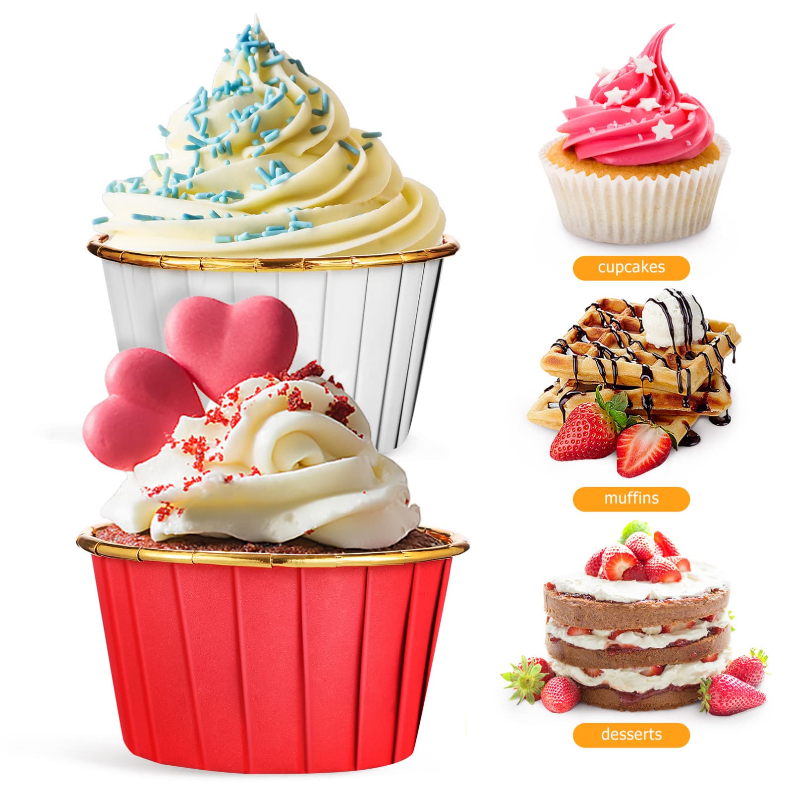 300 Pièces Tasse De Rouleau De Muffins Moules à Muffins Moules à Cupcakes Pour La Cuisson Résistant à L'huile Alèses Jetables Papier Composite Laminé Sertissage Coupe