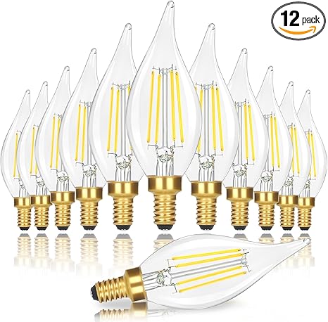 E12 Candelabra LED Light Bulbs Dimmable 40 Watt Equivalent 5000K Bright.