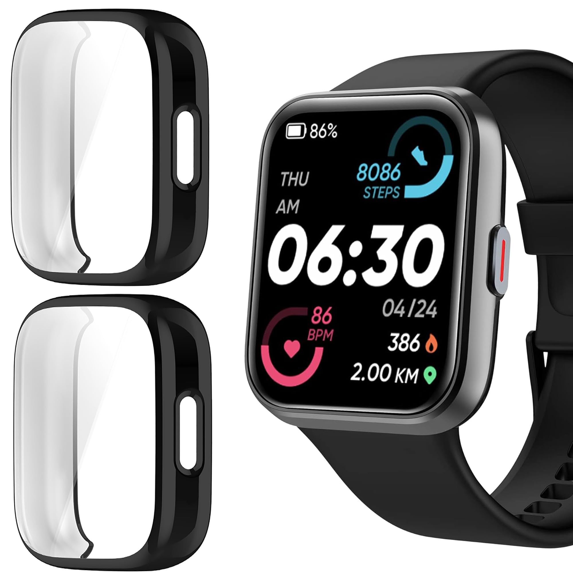 ID208 Plus Smart Watch Case Lamshaw Soft All Around TPU Case with Screen Protector Compatible for Quican ENOMIR