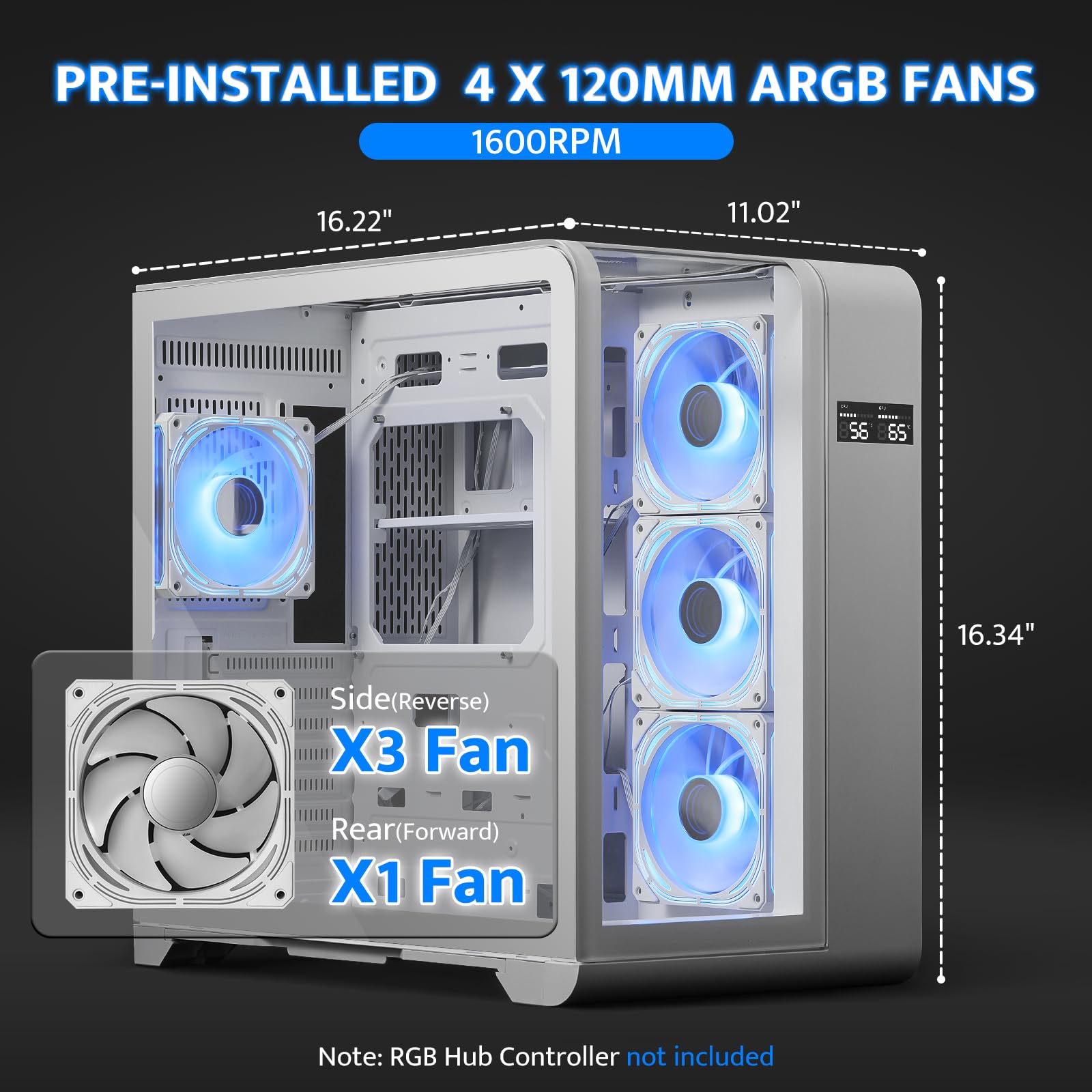 Amazon.com: darkFlash ATX Mid-Tower PC Case with Screen, Three