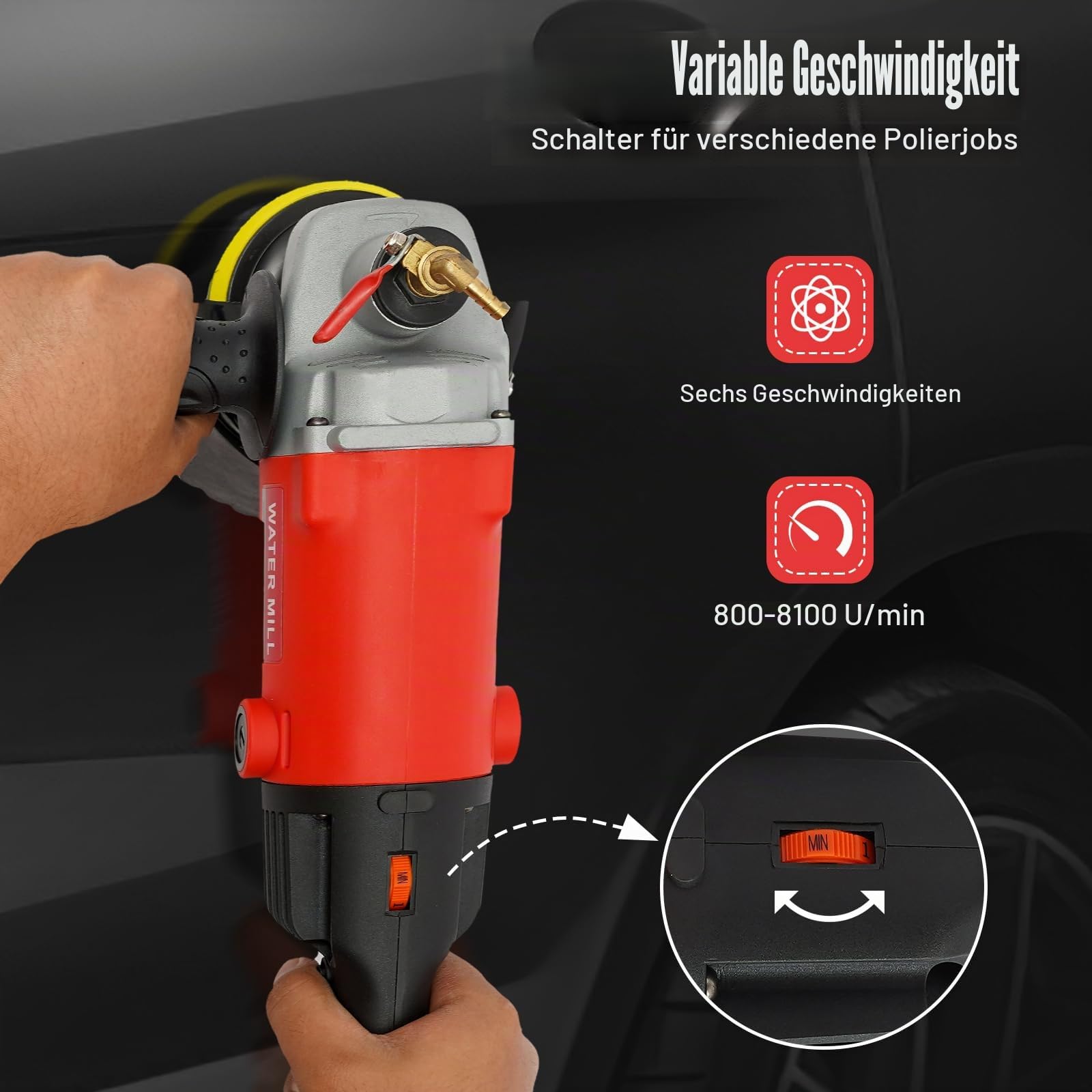 1400W Elektrisch Nassschleifmaschine Stein Nasspolierer Poliermaschine Nass Steinschleifer Winkelschleifer Boden Naßpolierer für Granit und Marmor