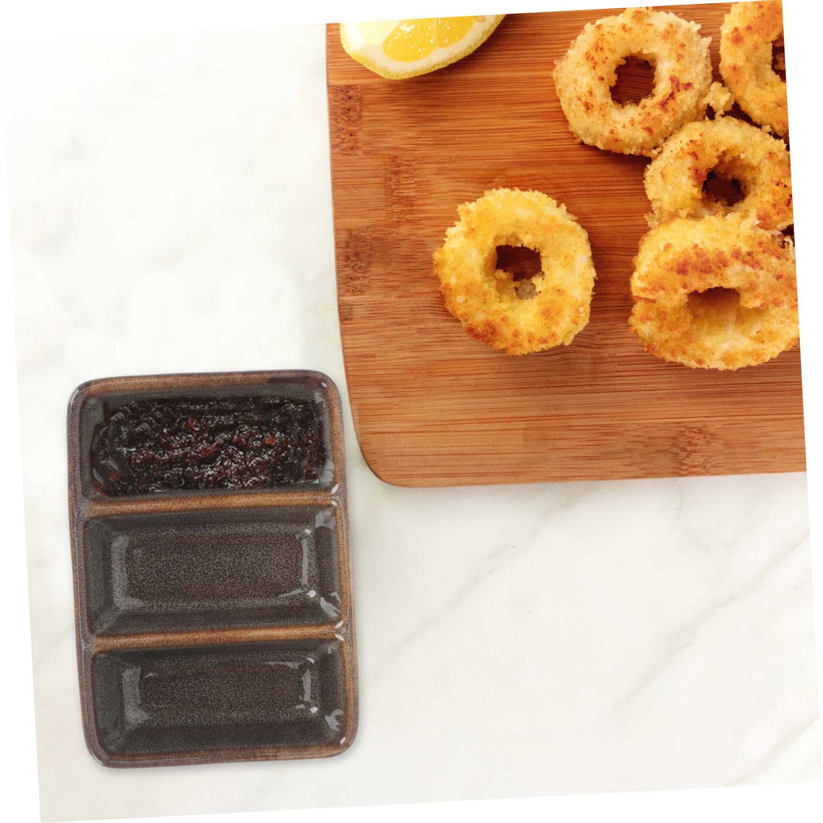 COLLBATH Dipping Bowls for Restaurant Divided Serving Tray Party Snacks Dish Vinegar Bowls Food Tray Kimchi Plate Small Dipping Bowls Dipping Sauce Bowl Party Appetizer Dish Porcelain Grey