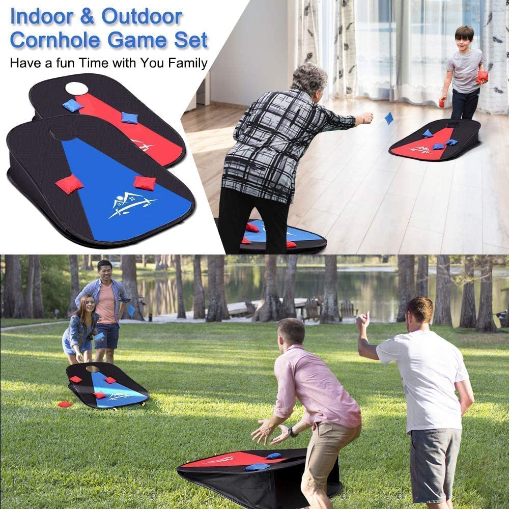 NZQXJXZ Gioco di Cornhole portatile e pieghevole con 10 sacchi di fagioli per adulti famiglia, Cornhole Board Set Outdoor Indoor con custodia da viaggio per giardino spiaggia
