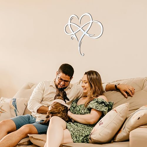 Miniatura 6 de MayLove-US Decoración de pared de metal con corazón infinito, decoración única de pared de corazón infinito, placa de amor, arte geométrico de