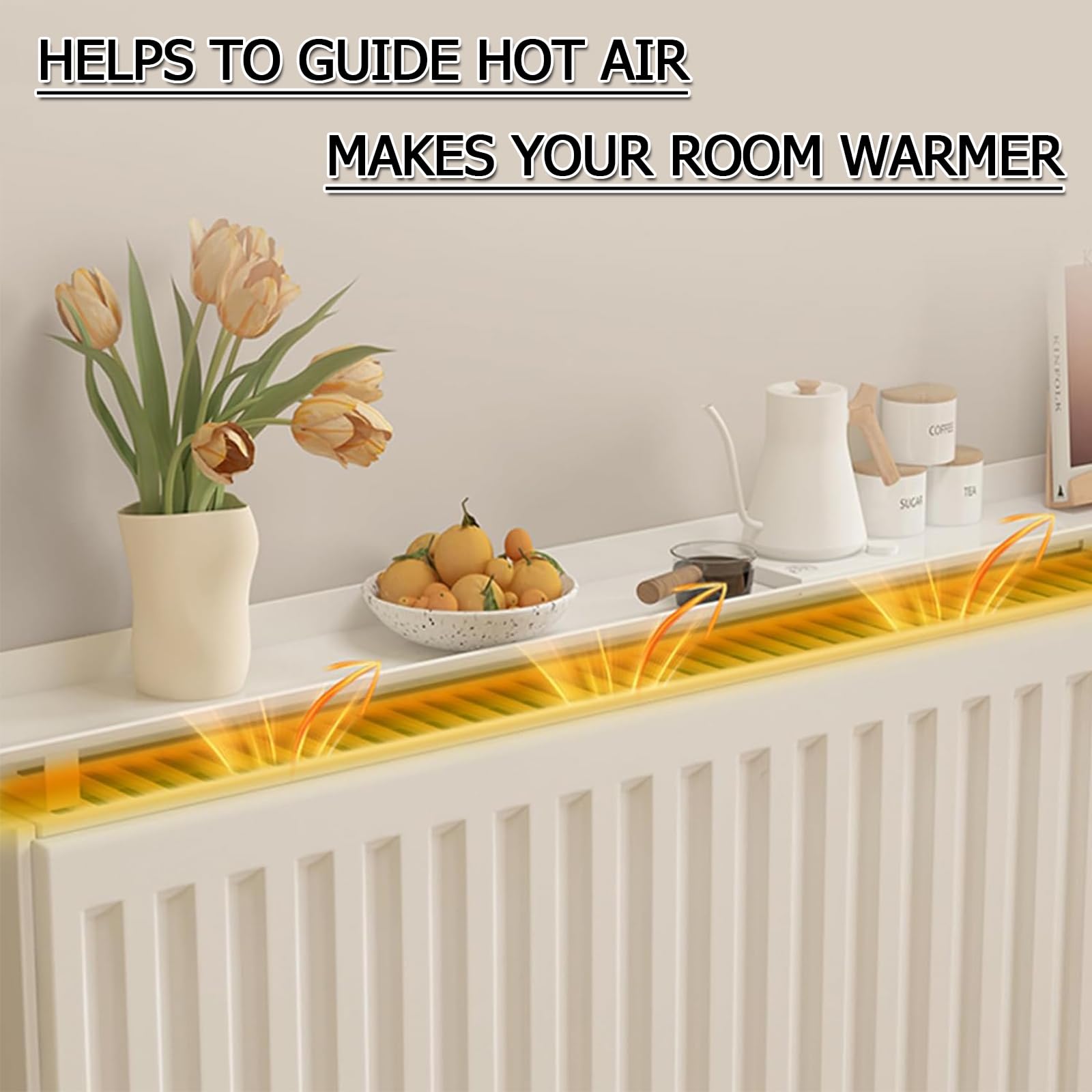 Mensola per Termosifone Rimovibile, Mensole sopra Radiatore, Mensola sopra Termosifone Senza Foratura, Prevenzione del Fumo E della Polvere, Ripiano per Piccole Decorazioni,40 cm/15.75in