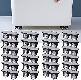 Czsycdsf 24 Pcs Adhesive Caster Wheels Self Adhesive Pulley Castors, Mini Plastic Wheel Caster Non Swivel Casters No Drilling for Small Furniture, Storage Box, Trash Can, DIY Toy, Moving Carto, Black