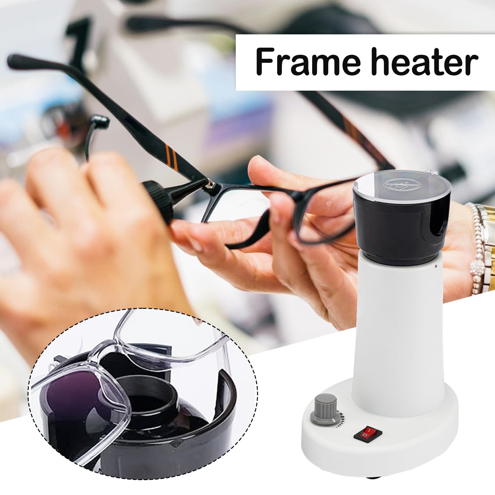 Calentador de Montura, Calentador de Montura de Gafas con Temperatura Ajustable, 60 ℃-130 ℃ Calentador de Montura Ajustable de Temperatura Calentador de Gafas Equipo de Calefacción