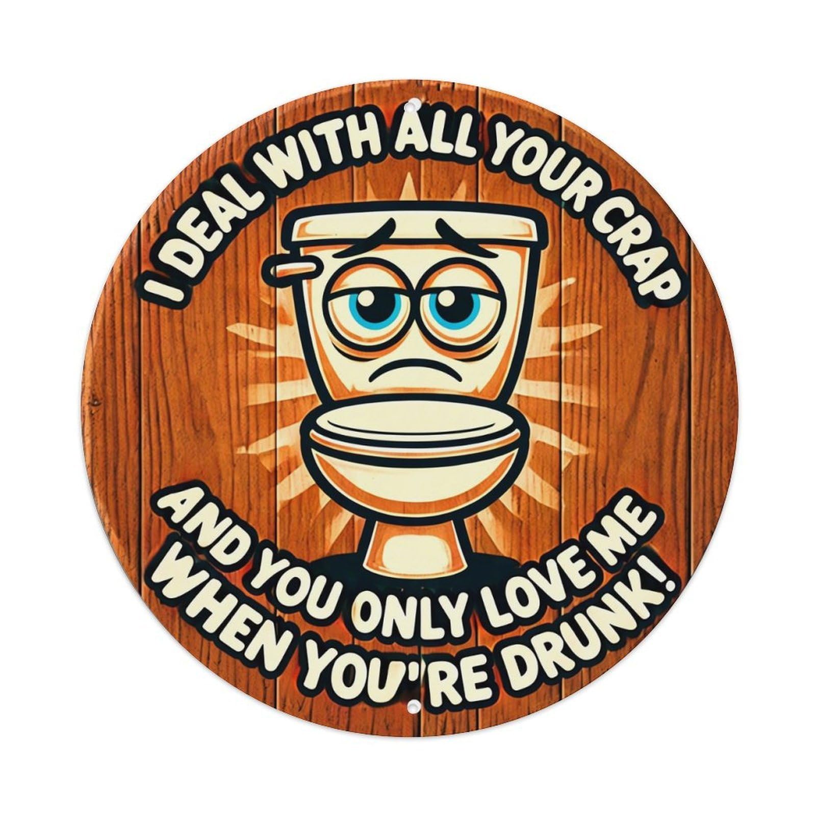 Toilet With Sad Face And Text Tin Sign Metal Poster Vintage Metal Signs for Home Man Cave Bar Cafe Kitchen laundry room Wall Decorations Gift 8x8Inch