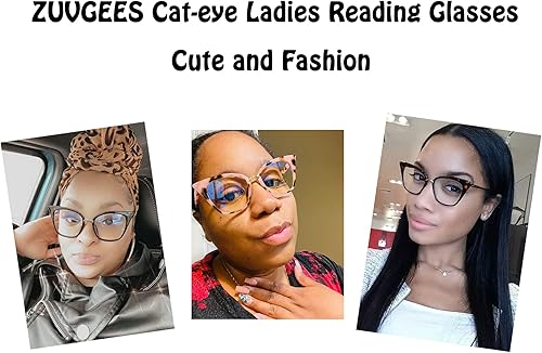 Miniatura 2 de Paquete de 2 lentes de lectura para mujer, diseño de ojo de gato de gran tamaño, con bloqueo de luz azul, para lectura de computadora