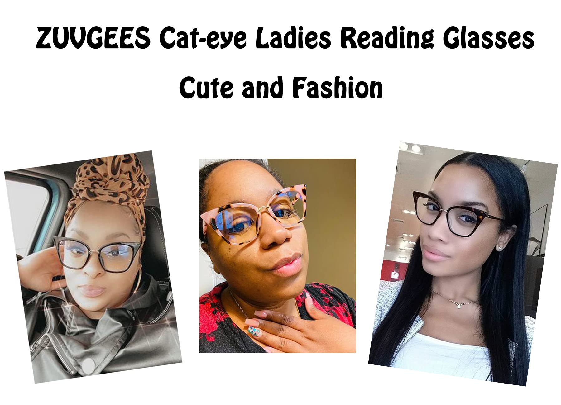 ZUVGEES 2 Pack Womens Cute Oversized Cat Eye Blue Light Blocking Reading Glasses Fashion Eyeglass Frames Large lens Computer Readers (Black+Transparent, 1.25)